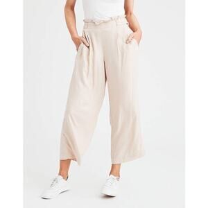 American Eagle Nude D-Ring Sides Paperbag Wide Leg Pants NWT Size Large